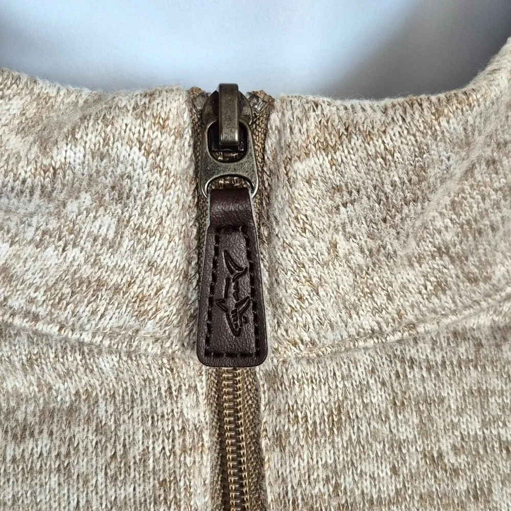 Greg Norman tan‎ beige quarter zip mock neck pullover sweater men's XXL